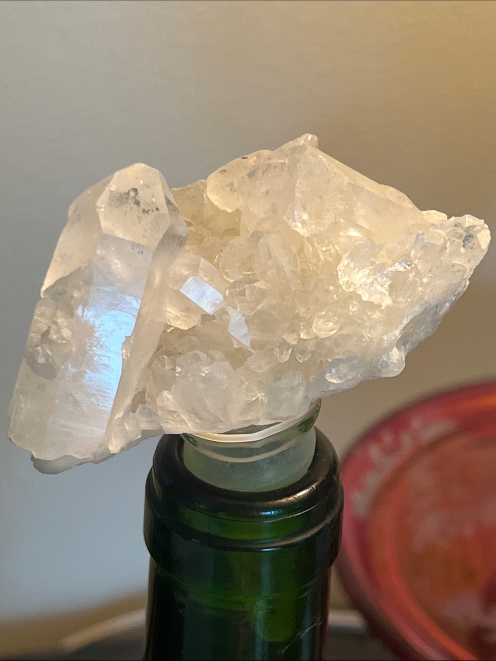 Genuine Clear Quartz Cluster Bottle Stopper.